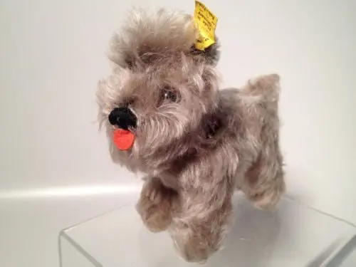 Steiff Tessie Grey Schnauzer – Vintage Mohair Stuffed Animal, Mint Condition