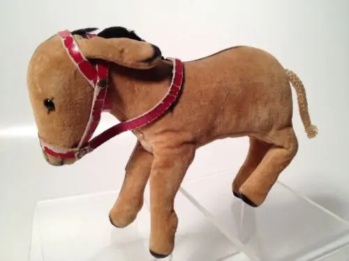 Steiff Vintage Donkey Figurine – Braided Tail & Broken Bridle, 1959–1967 Production