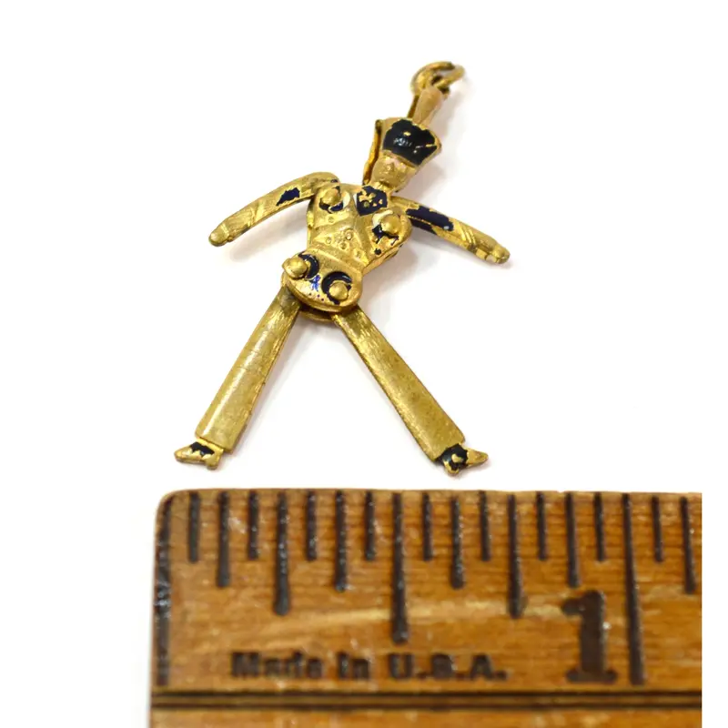 Storybook Toy Soldier Charm — Articulated Gold-Gilded Figurine for Vintage Bracelets