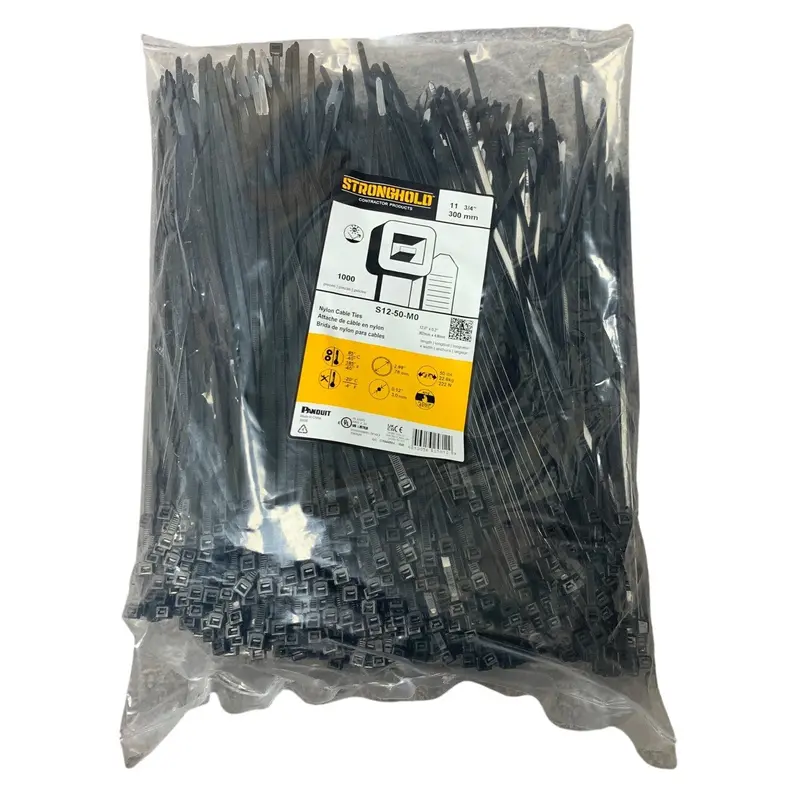 Stronghold Contracting Black Nylon Cable Ties – 1000-Pack, Bulk in Original Bag