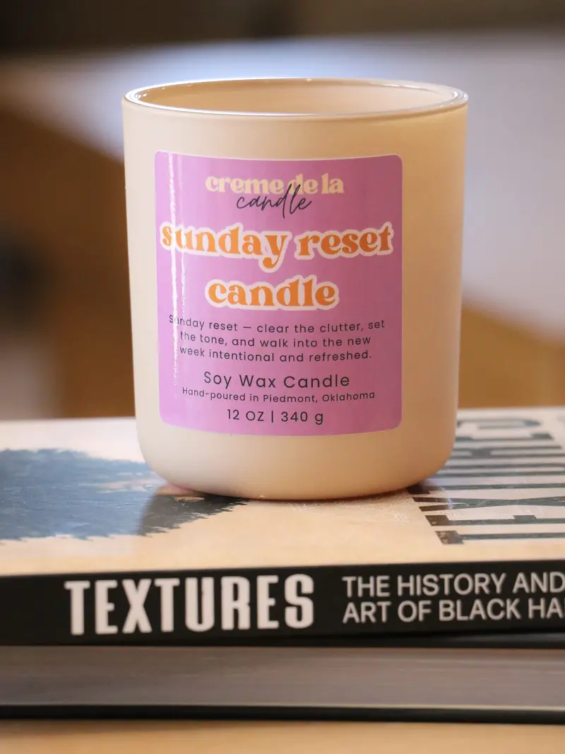 ‘Sunday Reset’ Soy Candle – 12 oz Tranquil Recharge & Renewal Fragrance