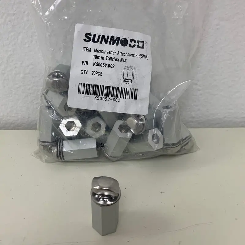 Sunmodo Microinverter Attachment Kit — 20-Piece, 18mm Hex Nut (K50052-002)