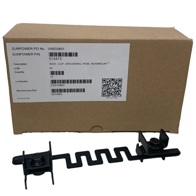 SunPower InvisiMount Grounding Clip – Model 513473, 10-Unit Pack, Unopened