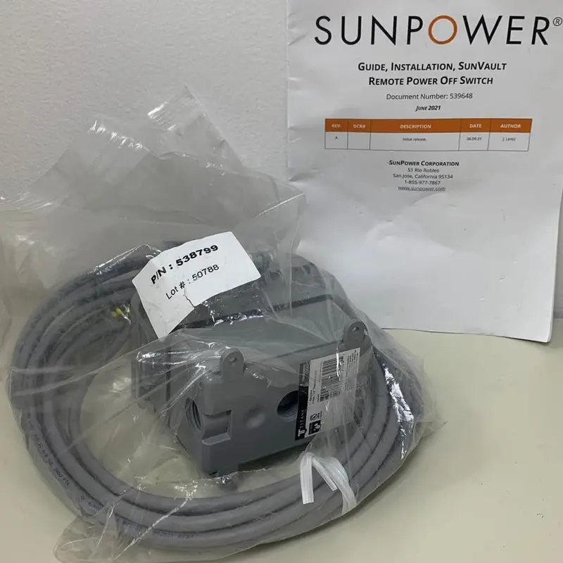 SunPower SunVault Remote Power-Off (RPO) Switch Kit — Model 538799