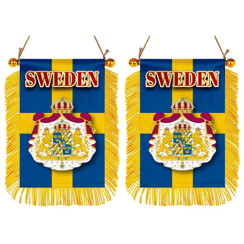 Sweden Mini Car Mirror Flag Decal Set – 2-Piece Rearview Mirror Banner