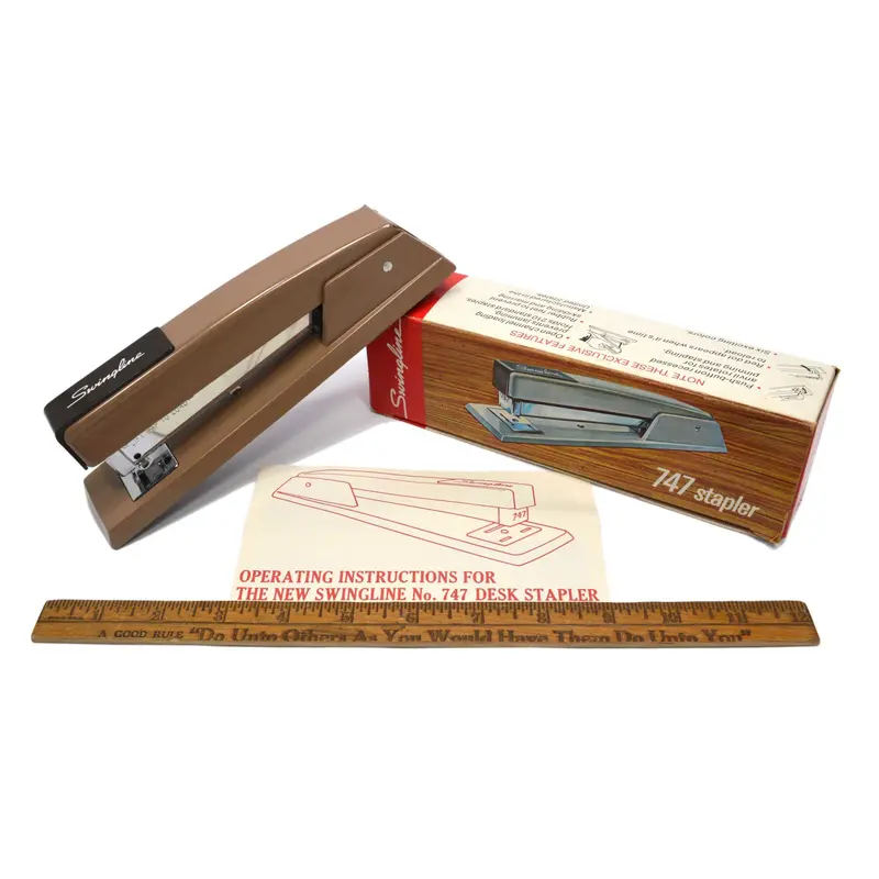 Swingline No. 747 Brown Desk Stapler — Rare Vintage Model in Original Packaging