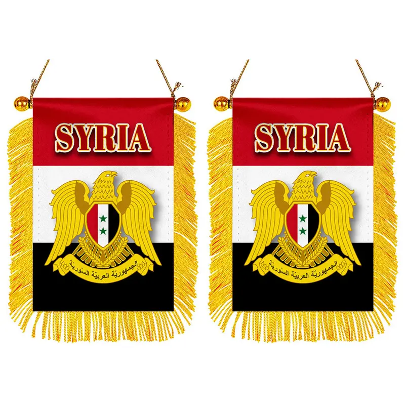 Syria Mini Car Mirror Flag Decal Set – 2-Piece Rearview Mirror Banner