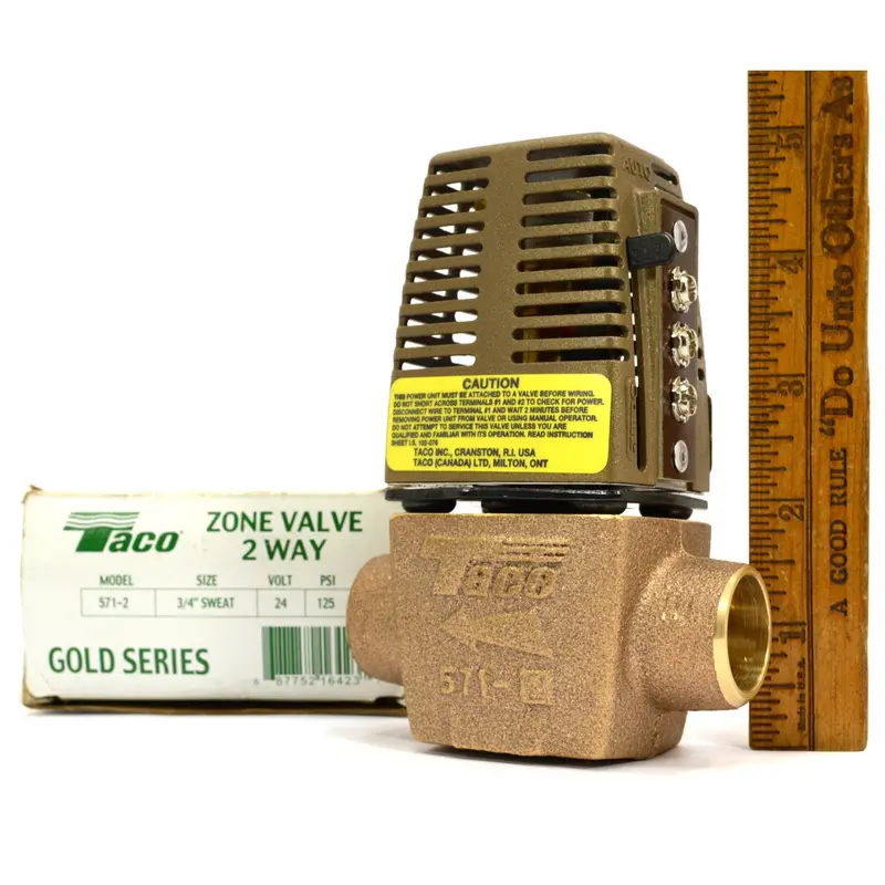 Taco Gold Series Zone Valve 571-2 – 3/4″ Sweat Connection, 24V AC, 125 PSI, Factory Fresh
