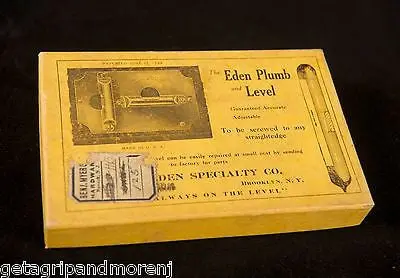 The Eden Specialty Plumb and Level – Original Box, June 17, 1924 Patent, No. 20 NOS