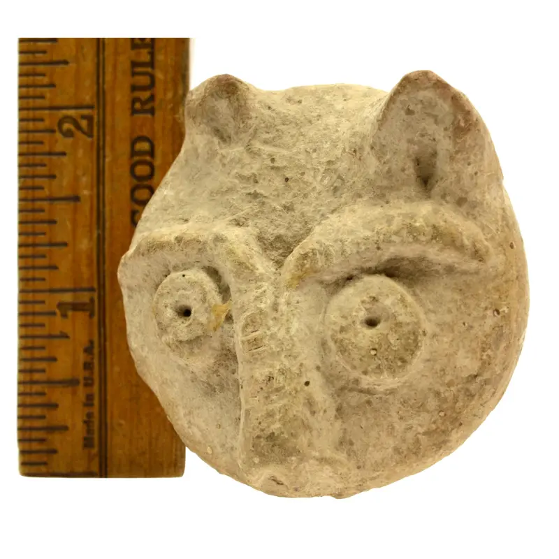 Tiny Pre-Columbian Pottery Shard — 2″ Warrior Head Effigy — Possibly Taino or Maya