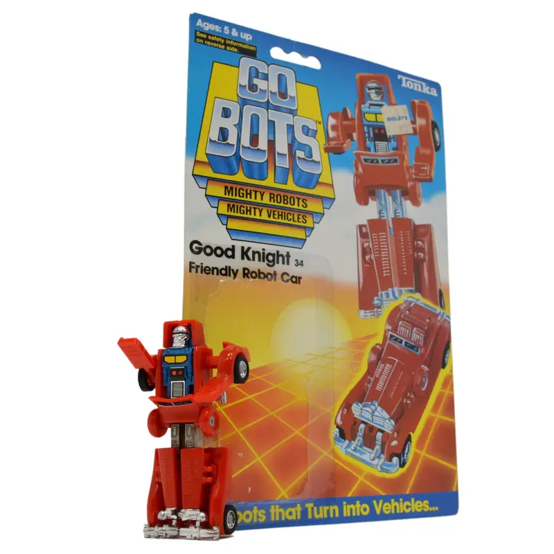 Tonka Gobots Good Knight #34 Robot – Red Car Figure with Original Card-Back Packaging