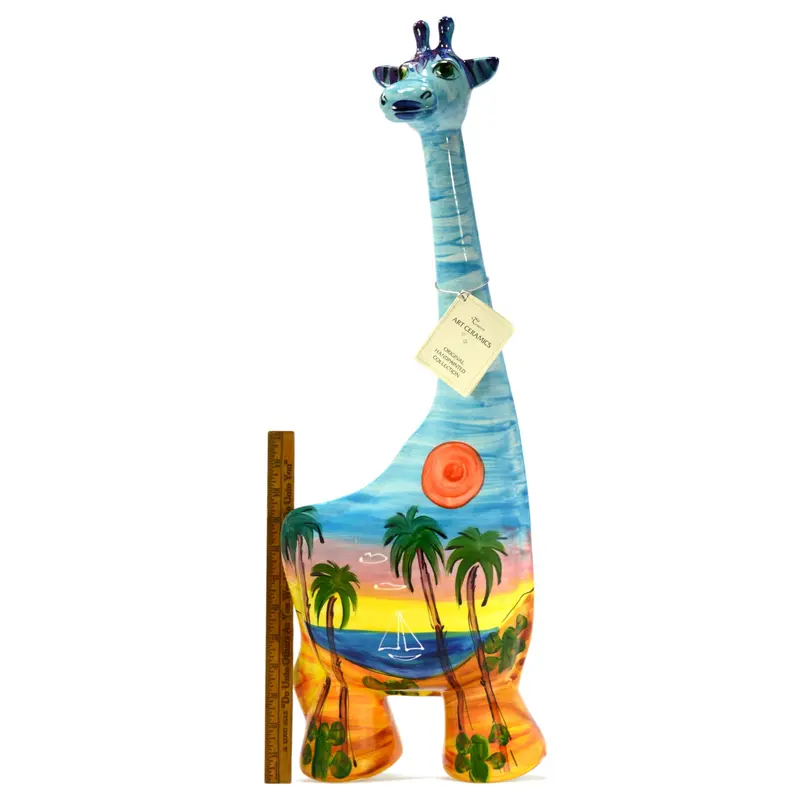 Turov Ceramic Giraffe Figurine – Signed, 25-Inch Island-Themed Sculpture