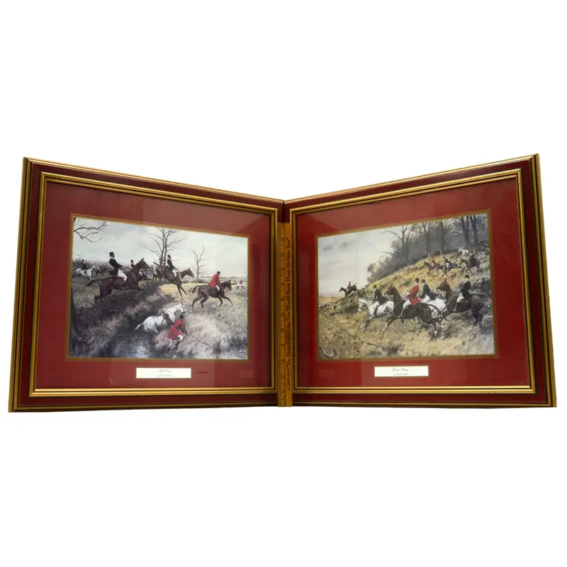 Two Framed George Wright Hunt-Themed Prints — ‘Full Cry’ and ‘Gone Away’, Vintage Editions