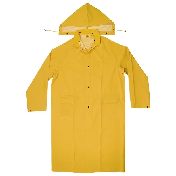 Two-Piece Heavy-Duty PVC Rain Trench Coat — High-Visibility Yellow