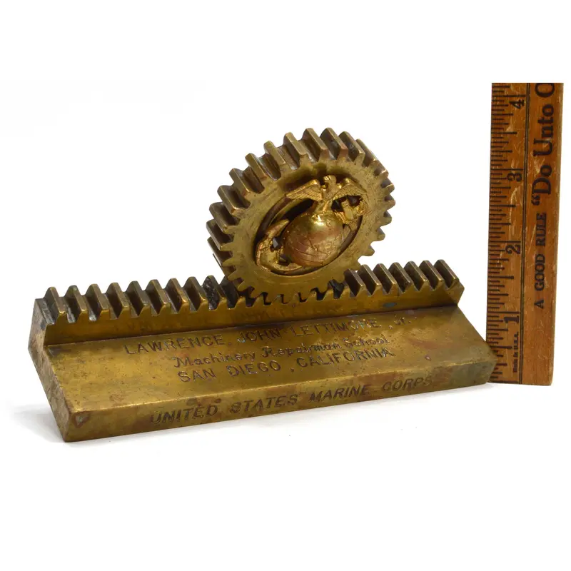 U.S. Marines Machinery Repairman School Brass Award with Eagle-and-Globe Inset