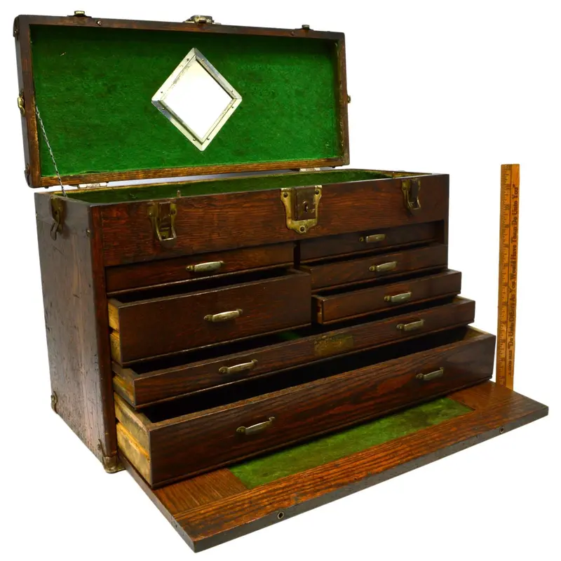 Union Steel Type B-20 Machinist’s Chest — Tiger Oak 7-Drawer Tool Cabinet
