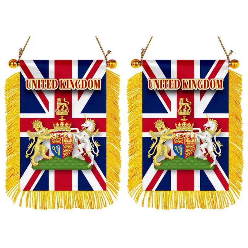 United Kingdom Mini Car Mirror Flag Decal Set – 2-Piece Rearview Mirror Banner