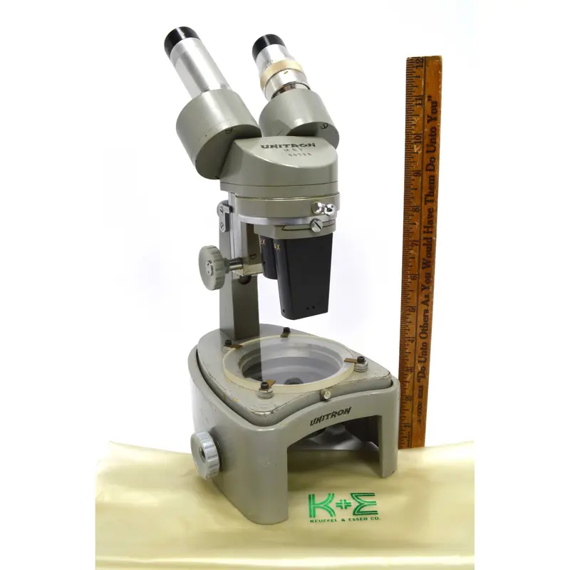 Unitron M8F Microscope with Wide-Field 10x Eyepieces – Includes Vintage Keuffel & Esser Vinyl Carrying Pouch