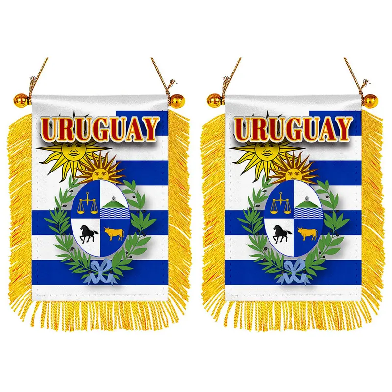 Uruguay Mini Car Mirror Flag Decal Set – 2-Piece Rearview Mirror Banner