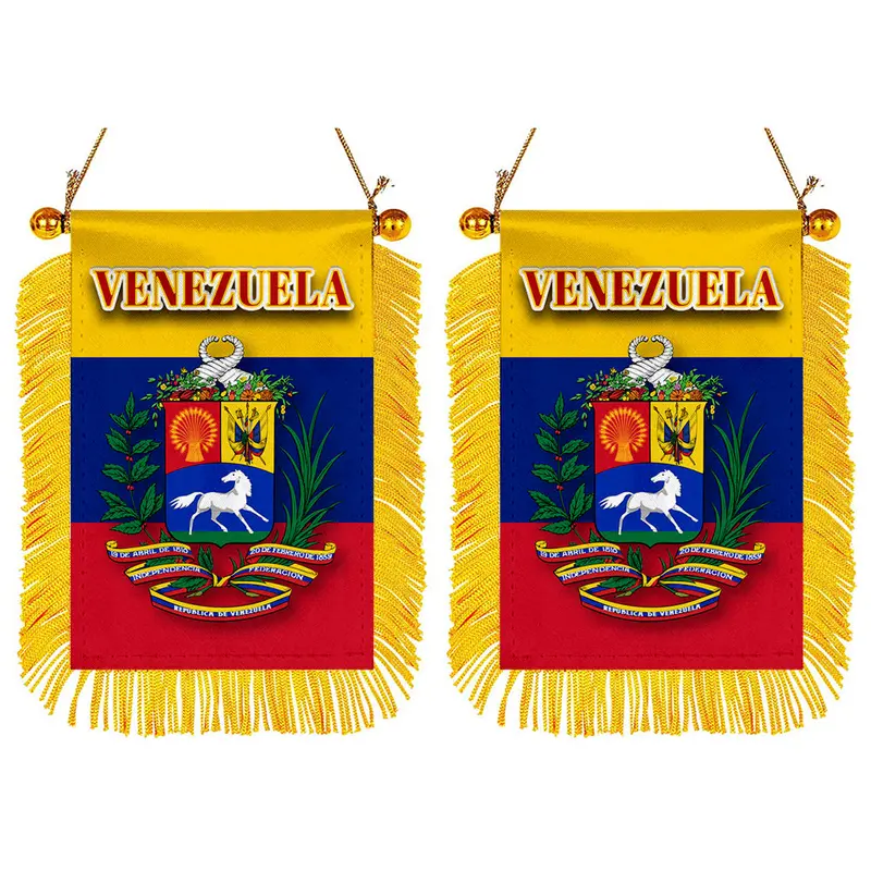 Venezuela Mini Car Mirror Flag Decal Set – 2-Piece Rearview Mirror Banner
