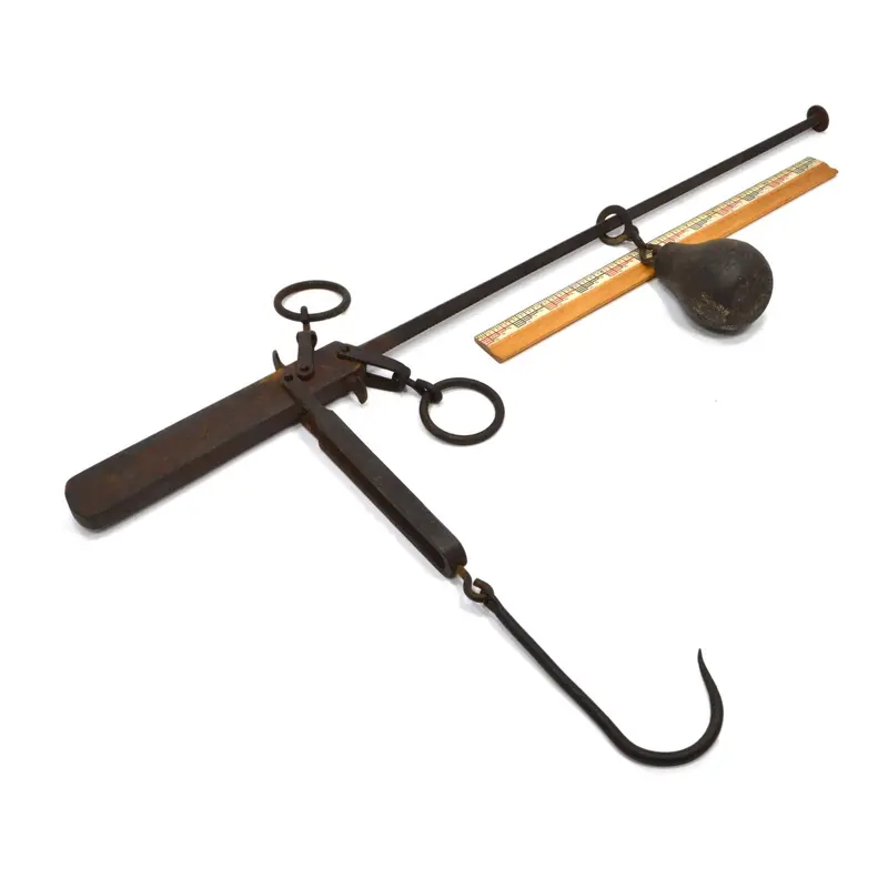 Victorian-Era Bemis & Call Steelyard Scale – Cast Iron Beam Balance, 0–75 lb Capacity