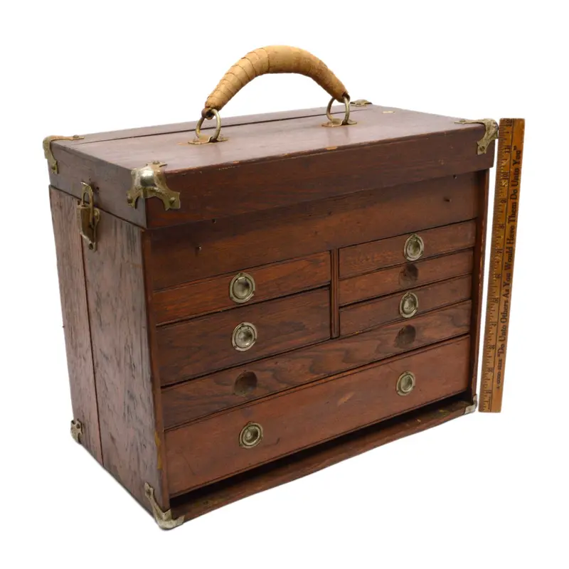 Victorian Wood Machinist’s Chest – Functional Despite Missing or Damaged Components