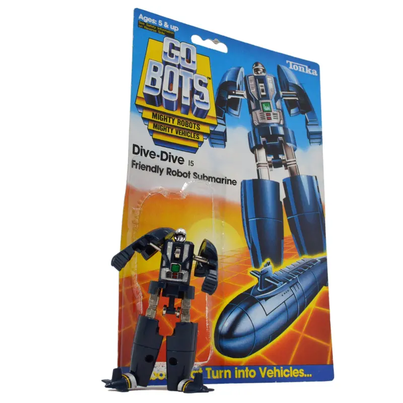 Vintage 1983 Tonka GoBots Dive-Dive #15 Submarine Robot with Original Cardback