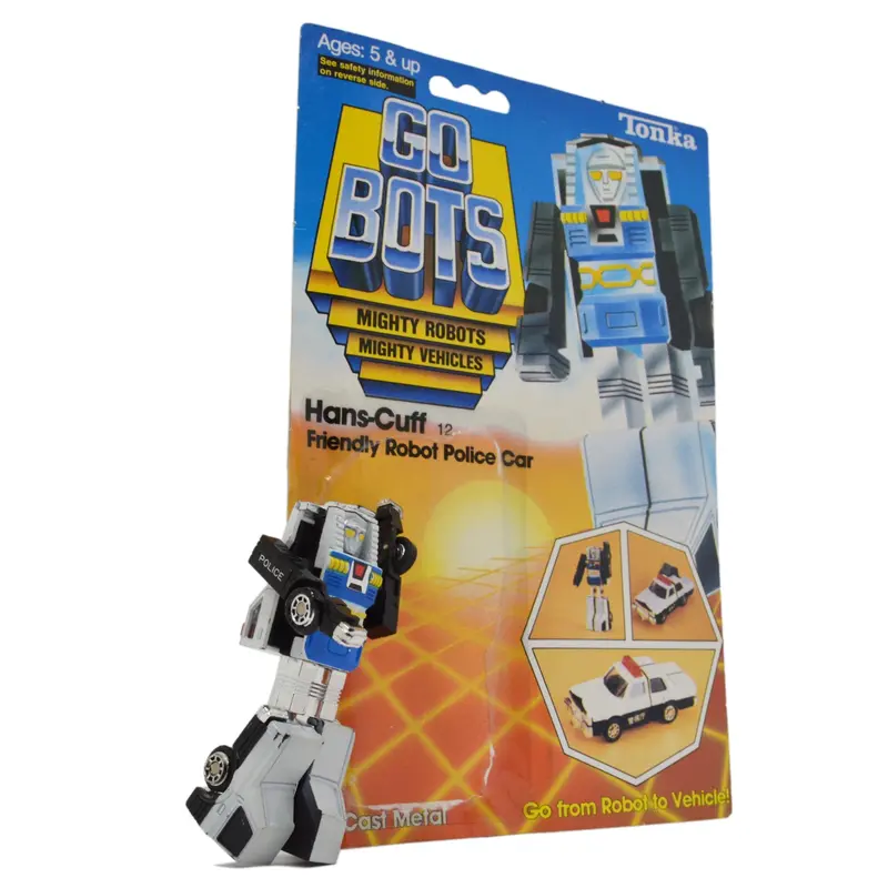Vintage 1983 Tonka GoBots Hans-Cuff #12 Police Car Robot with Original Cardback