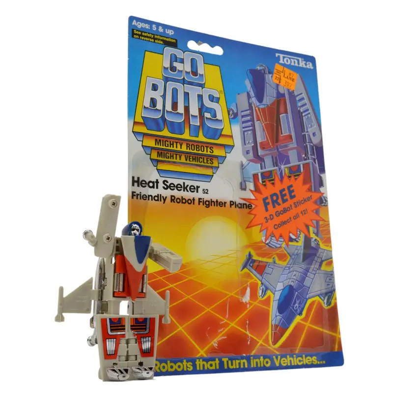 Vintage 1983 Tonka GoBots Heat Seeker #52 Fighter Jet Robot with Original Cardback