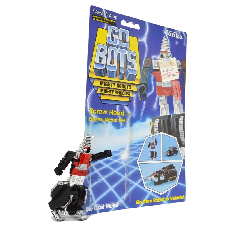 Vintage 1983 Tonka GoBots Screw Head #22 Drill Vehicle Robot with Original Cardback