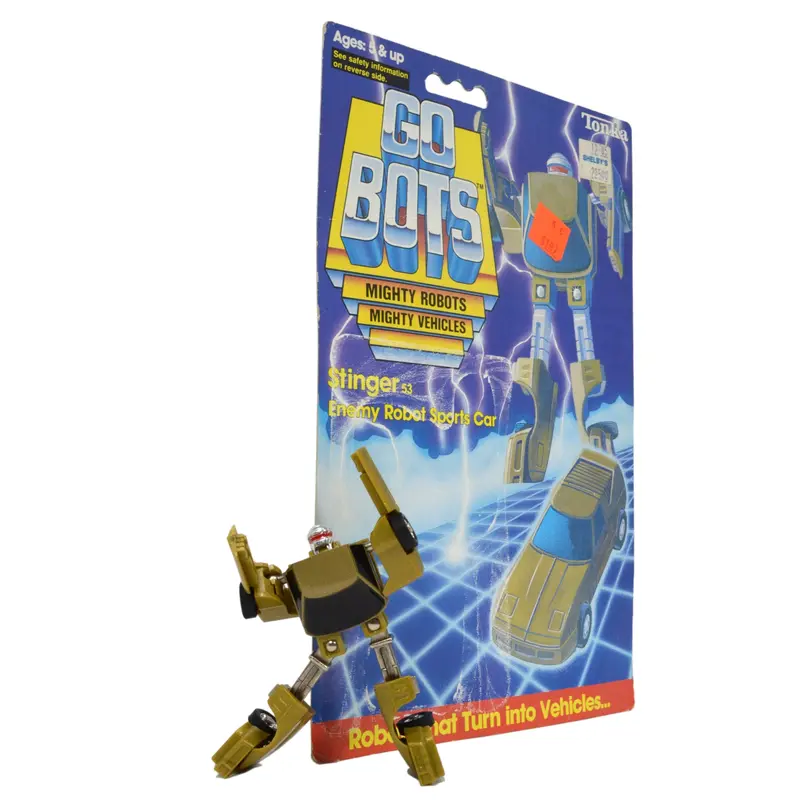 Vintage 1983 Tonka GoBots Stinger #53 Enemy Sports Car Robot with Original Cardback