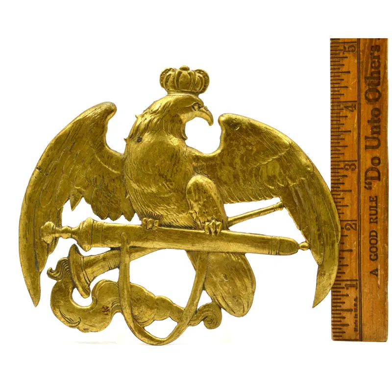 Vintage Brass Eagle Emblem – 5.5″ Italian-Made Insignia Plaque, Crown-Accented Logo or Decorative Sign
