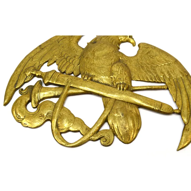 Vintage Brass Eagle Emblem – 5.5″ Italian-Made Insignia Plaque, Crown-Accented Logo or Decorative Sign