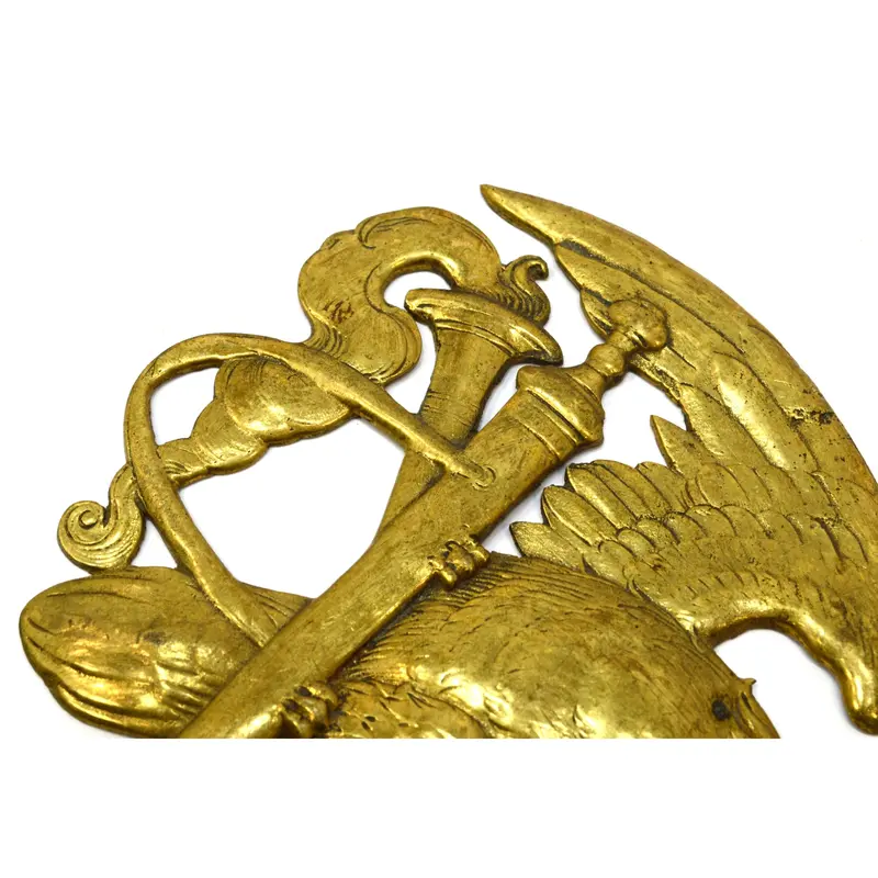 Vintage Brass Eagle Emblem – 5.5″ Italian-Made Insignia Plaque, Crown-Accented Logo or Decorative Sign