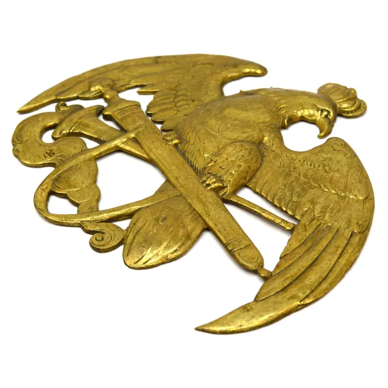 Vintage Brass Eagle Emblem – 5.5″ Italian-Made Insignia Plaque, Crown-Accented Logo or Decorative Sign