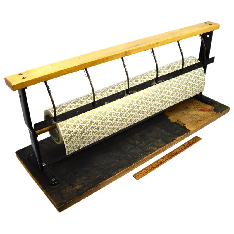 Vintage Butcher-Style Paper Dispenser – Includes Cutter Mechanism and 24″ Decorative Wrapping Paper Roll