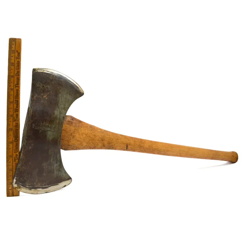 Vintage Craftsman Narrow Michigan Pattern Double Bit Axe with Authentic Wooden Handle