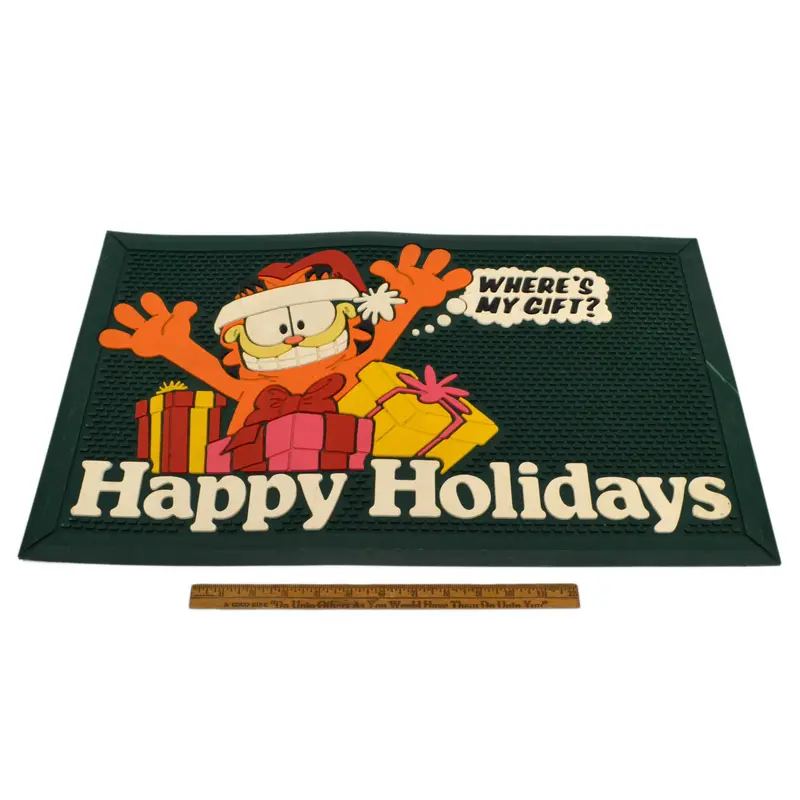 Vintage Garfield Holiday Door Mat – ‘Happy Holidays…Where’s My Gift’, c.1978