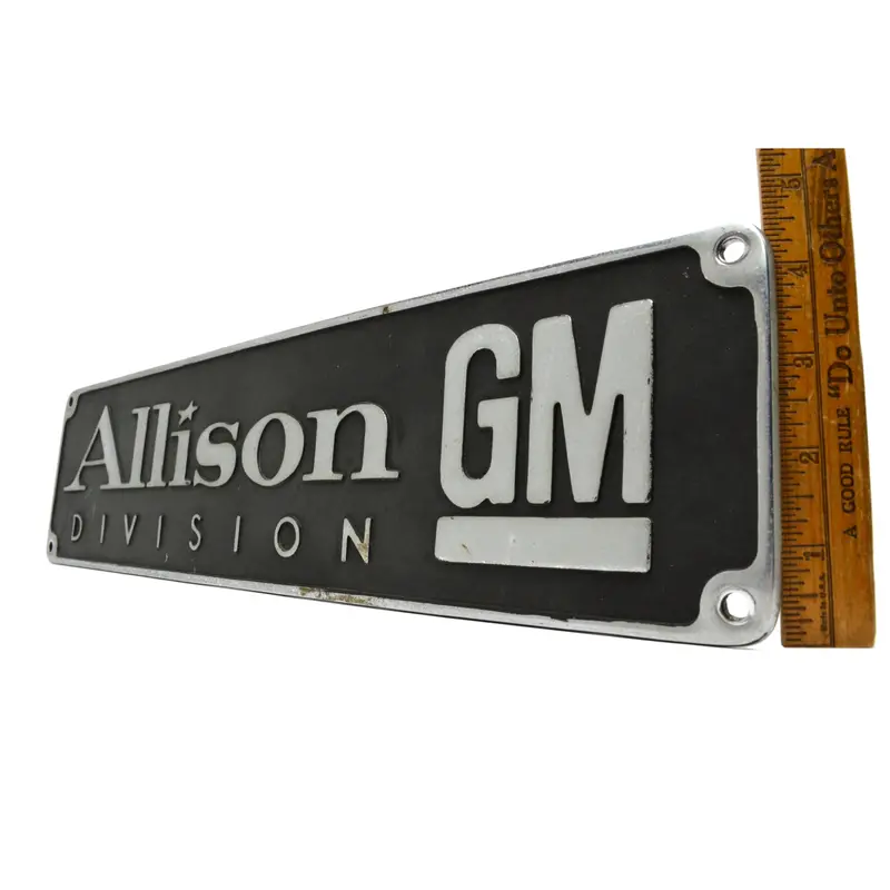 Vintage General Motors Allison Division Metal Generator Nameplate Sign – Rare Industrial Artifact