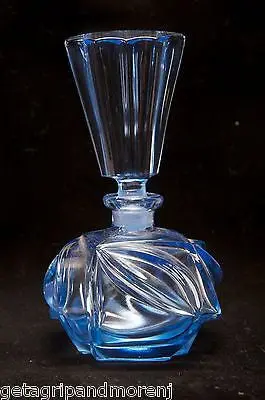 Vintage German Blue Glass Decanter with Stopper – Unique Hand-Blown Bottle in Great Shape