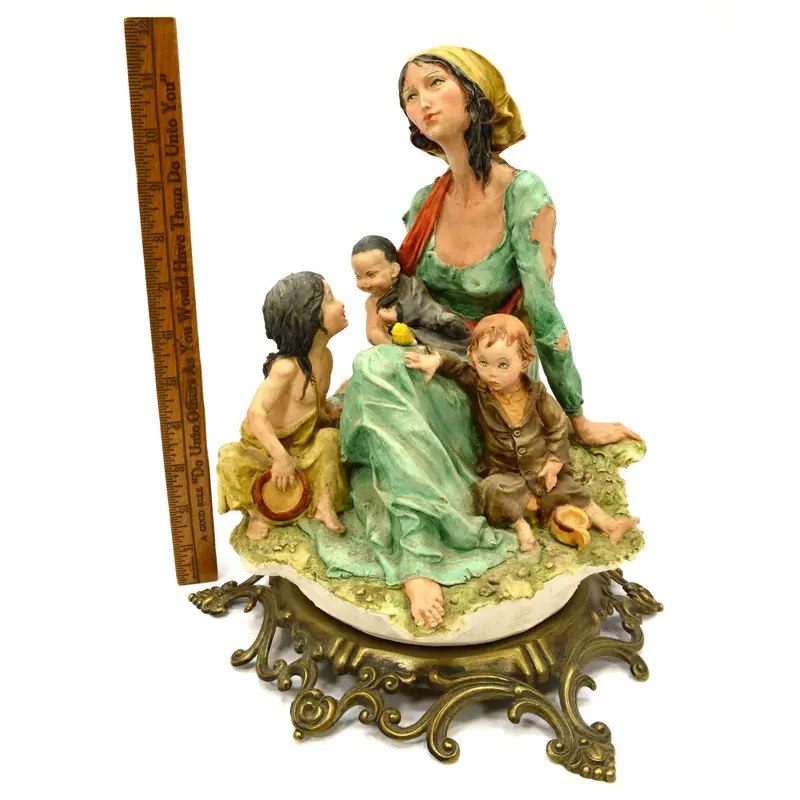 Vintage GIUSEPPE ARMANI PORCELAIN FIGURINE Gypsy & Children CAPO-DI-MONTE, ITALY