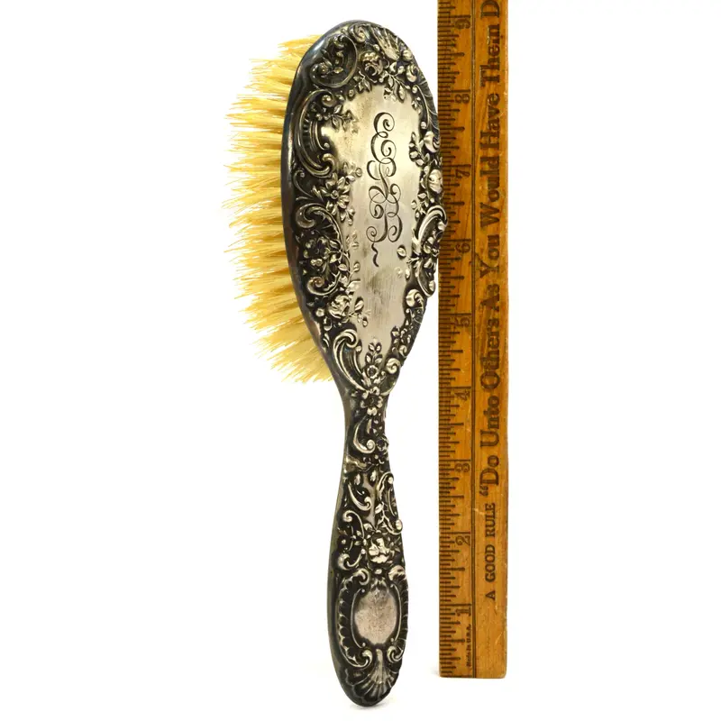Vintage Gorham Sterling Silver Vanity Brush in Dresden Rose Pattern (No. 1252)