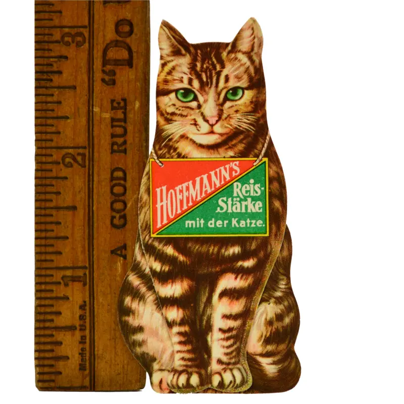 Vintage Hoffmann’s Reis-Starke Rice Starch Ad – Brown Cardboard Die-Cut Cat Display