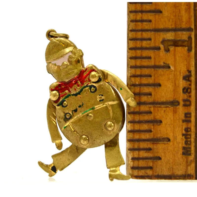 Vintage Humpty Dumpty Charm — Articulated Gold-Gilt Bracelet Figure with Movable Limbs