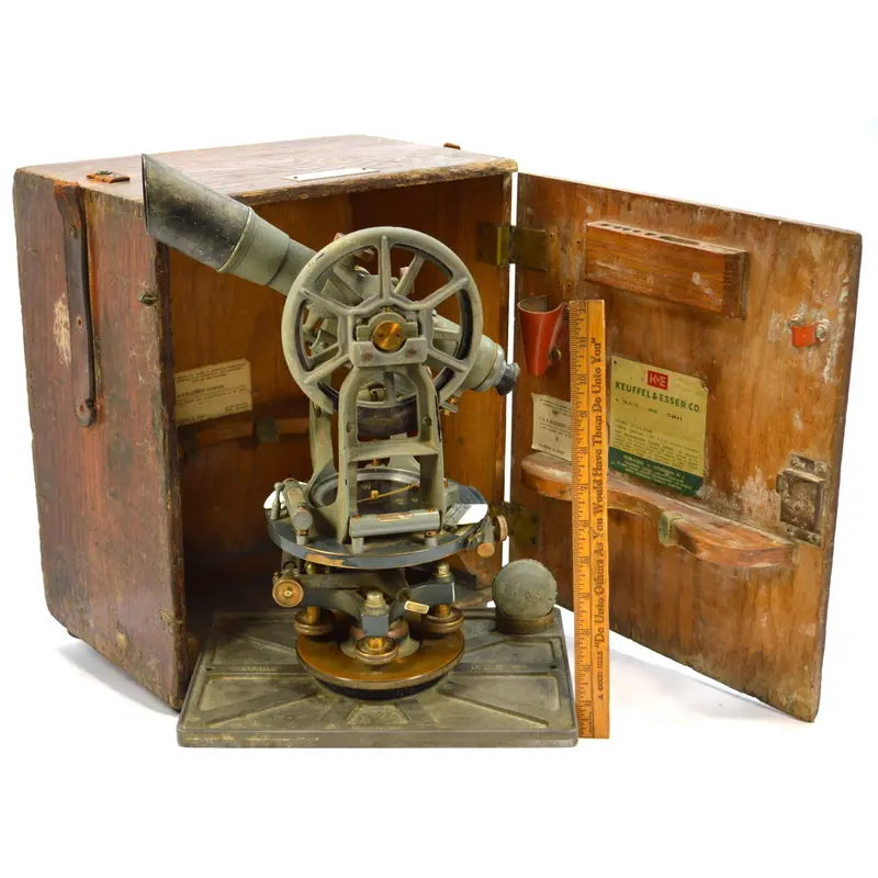 Vintage Keuffel & Esser Paragon Transit Theodolite – Model 74-0110 (c.1958) in Original Wooden Case