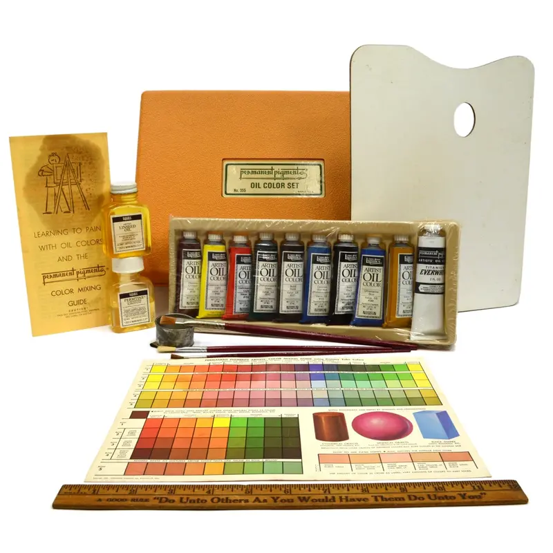 Vintage Permanent Pigments Artist Oil Paint Set #355 in Original Case, c.1954