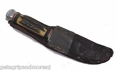 Vintage R.J. Richter Solingen Stag-Bone Hunting Knife with Sheath – German Craftsmanship
