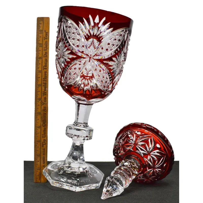 Vintage Ruby Red Cut-to-Clear Crystal Goblet – Barthmann Signature, 1978 (Edition 100/53)