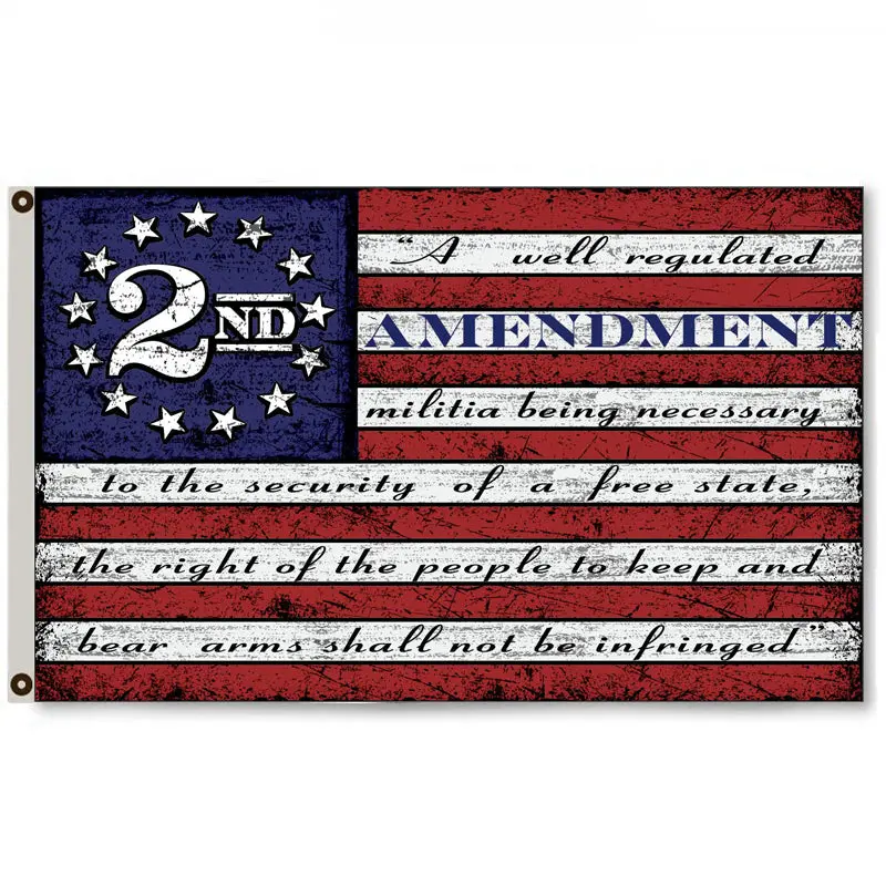 Vintage Second Amendment Flag – Patriotic 2A Man Cave Decor Banner