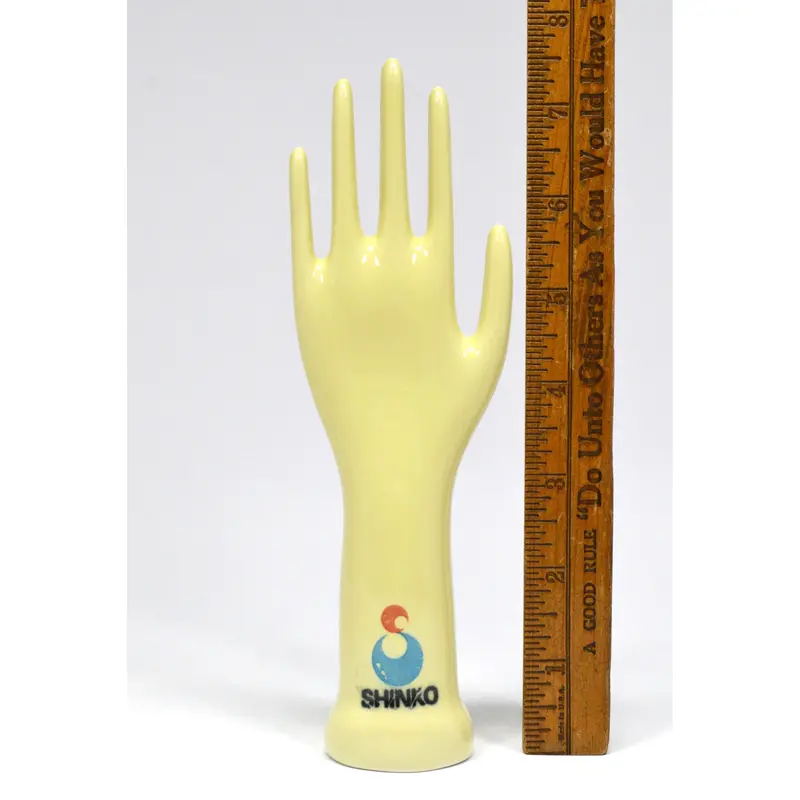 Vintage Shinko Porcelain Hand in Off-White and Yellow – Unique Jewelry Display Stand